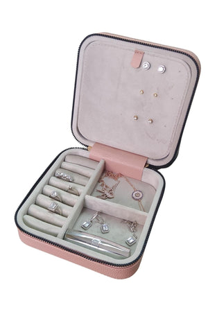 Zippered Leather (wooden Case) Medium Size Jewelry